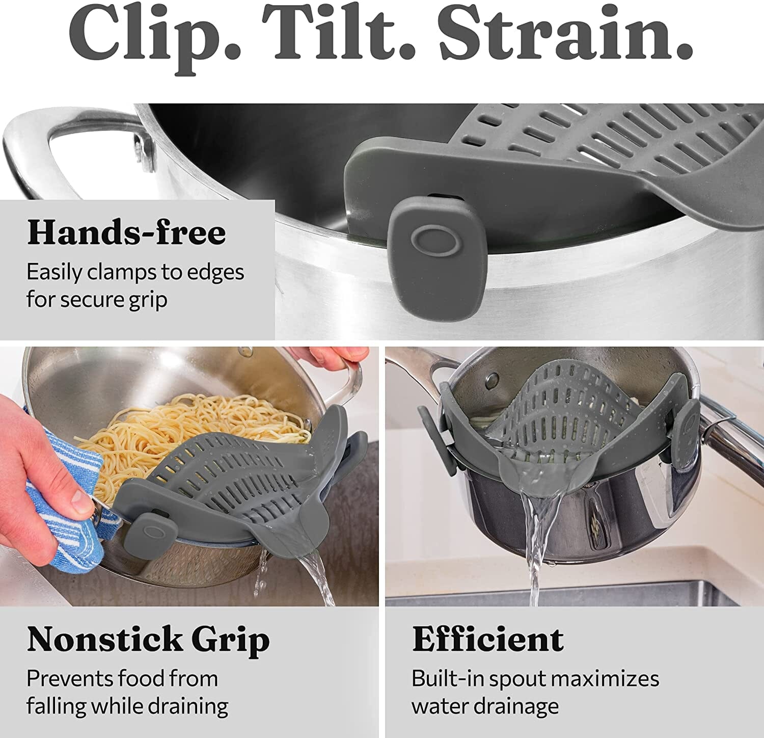 Snap N Strain Pot Strainer and Pasta Strainer - Tweety
