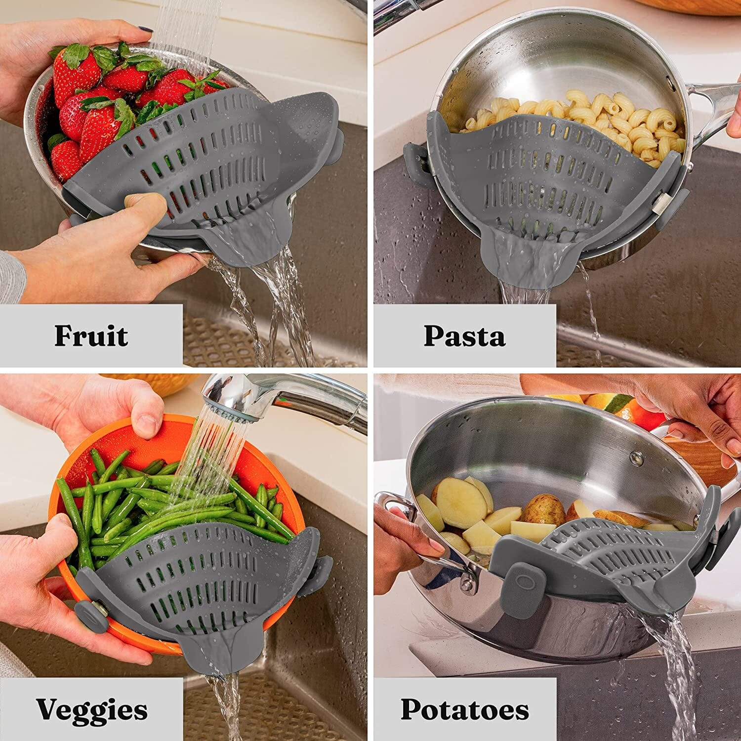 Snap N Strain Pot Strainer and Pasta Strainer - Tweety